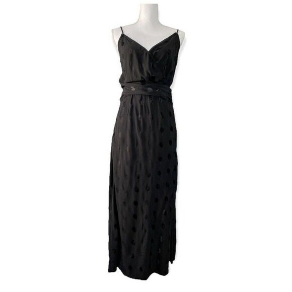 Zara Wrap Dress Polka Dot Satin Velvet Faux Sash wedding guest date size small - Picture 2 of 12